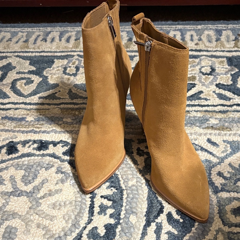 Marc Fisher Camel Suede Ankle Booties